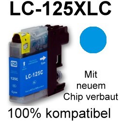 Drucker-Patrone kompatibel Brother (LC-125XLC) Cyan DCP-J 4110DW/4110W, MFC-J 4310DW/4410DW/4510DW/4610DW/4710DW/6520DW/6720DW/6920DW